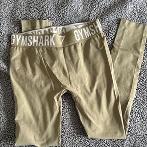 Gymshark Khaki Leggings with White Waistband